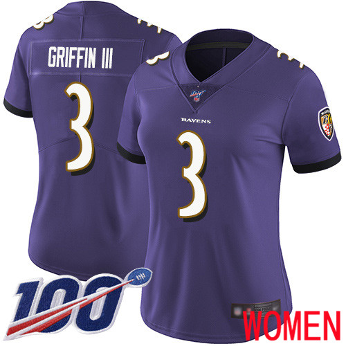 Baltimore Ravens Limited Purple Women Robert Griffin III Home Jersey NFL Football #3 100th Season Vapor Untouchable->women nfl jersey->Women Jersey